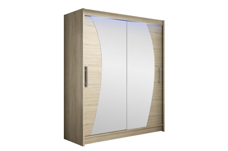 Bay Garderobe Med Spejl 150x200 cm - Brun - Opbevaring - Tøjopbevaring - Garderobeskabe
