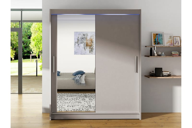 Bay Garderobe Med Spejl 150x200 cm - Brun - Opbevaring - Tøjopbevaring - Garderobeskabe