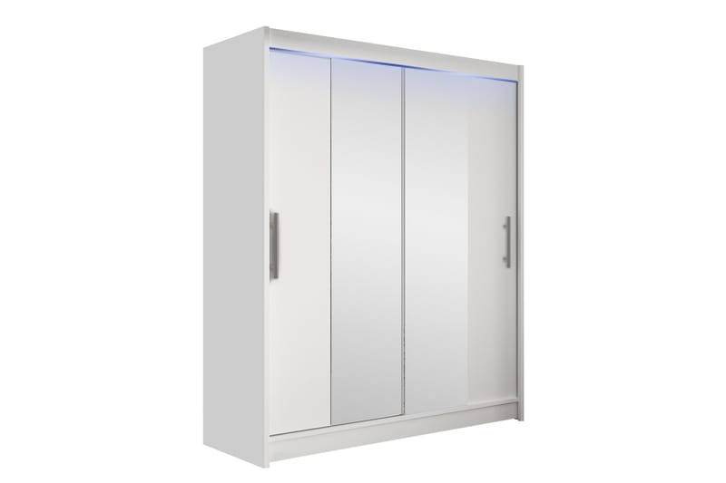 Bay Garderobe Med Spejl 150x200 cm - Hvid - Opbevaring - Tøjopbevaring - Garderobeskabe