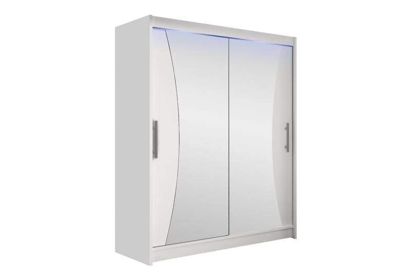 Bay Garderobe Med Spejl 150x200 cm - Hvid - Opbevaring - Tøjopbevaring - Garderobeskabe