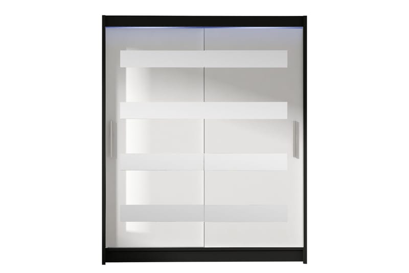 Bay Garderobe Med Spejl 150x200 cm - Sort Og Hvid - Opbevaring - Tøjopbevaring - Garderobeskabe