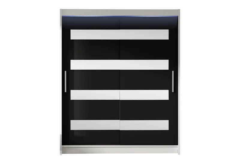 Bay Garderobe Med Spejl 150x200 cm, Sort Og Hvid