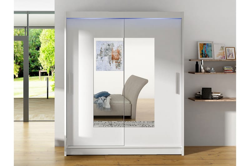 Bay Garderobe Med Spejl 150x200 cm - Opbevaring - Tøjopbevaring - Garderobeskabe