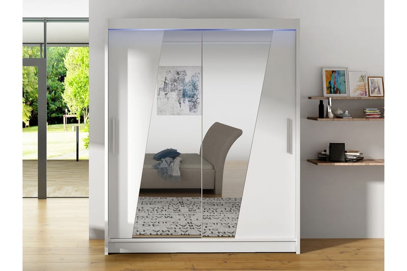 Bay Garderobe Med Spejl 150x200 cm - Opbevaring - Tøjopbevaring - Garderobeskabe