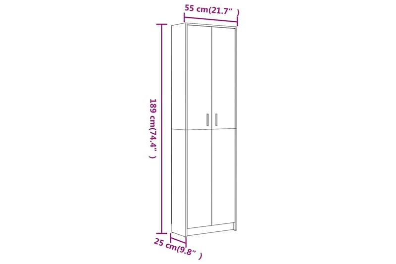 beBasic entrÃ©skab 55x25x189 cm konstrueret træ røget egetræsfarve - Brun - Garderobeskabe - Garderobeskab & klædeskab