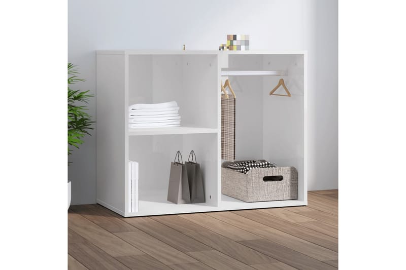 beBasic skab 80x40x65 cm konstrueret træ hvid højglans - Hvid - Garderobeskab & klædeskab