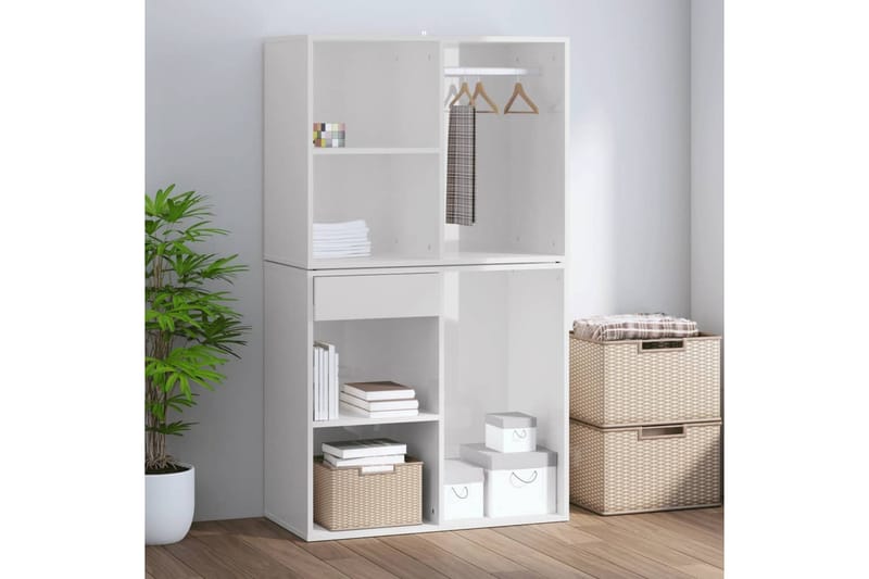 beBasic skab 80x40x65 cm konstrueret træ hvid højglans - Hvid - Opbevaring - Tøjopbevaring - Garderobeskabe - Garderobeskab & klædeskab