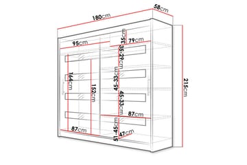 Bega Garderobe 180x57x215 cm - Hvid - Opbevaring - Tøjopbevaring - Garderobeskabe