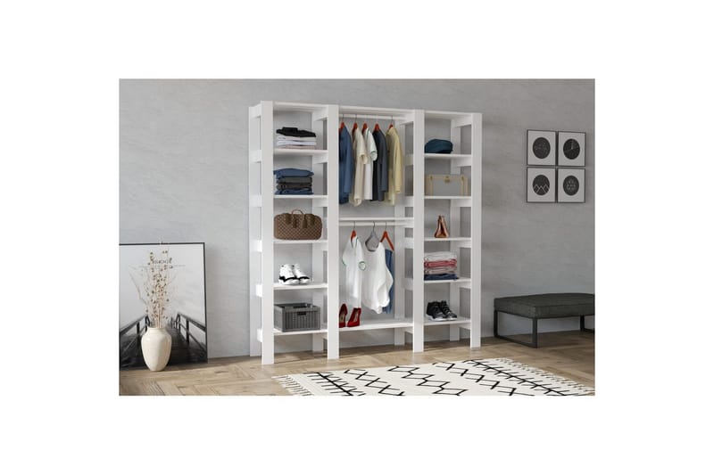 Bertoaria Garderobe 161x180 cm - Hvid - Opbevaring - Tøjopbevaring - Garderobeskabe