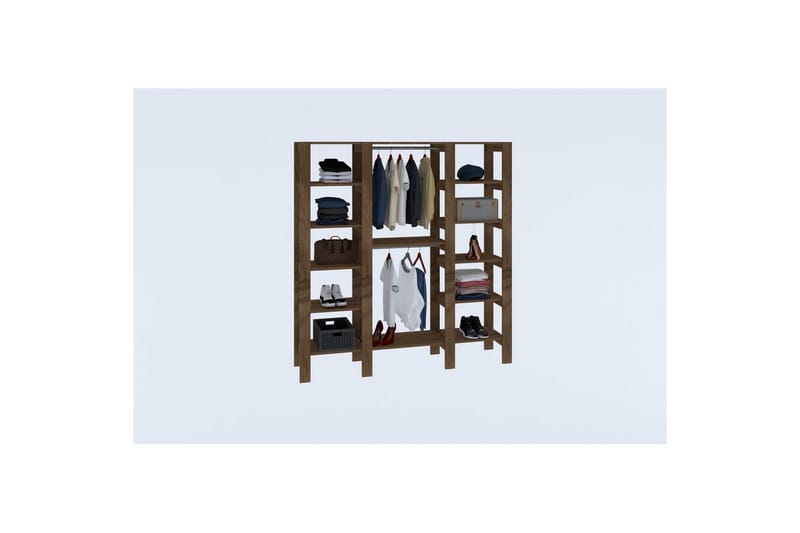 Bertoaria Garderobe 161x180 cm - Valnød - Opbevaring - Tøjopbevaring - Garderobeskabe