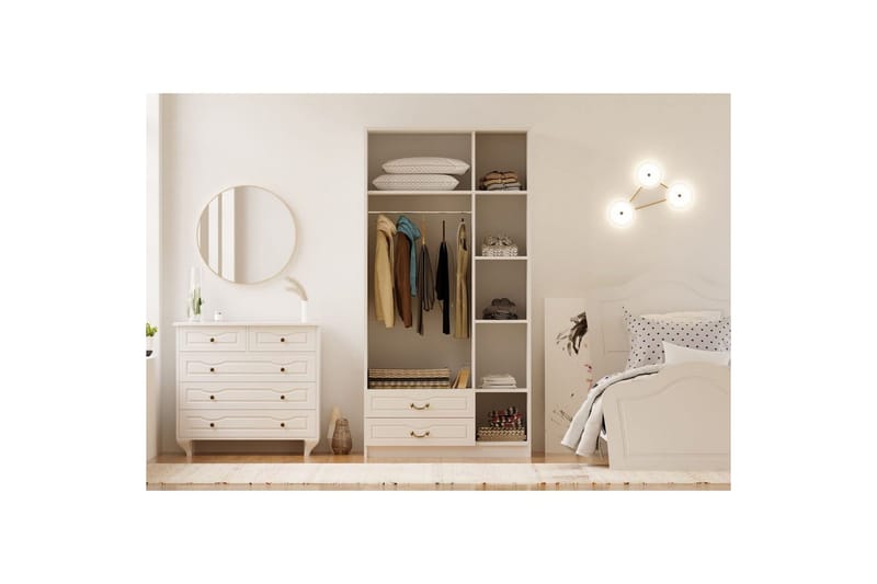 Beyric Garderobe 105x210 cm - Mat Hvid - Opbevaring - Tøjopbevaring - Garderobeskabe