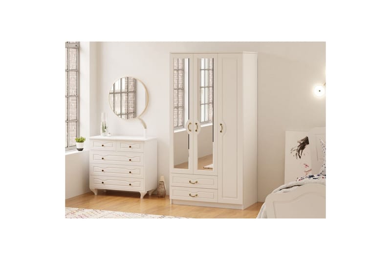 Beyric Garderobe 105x210 cm - Mat Hvid - Opbevaring - Tøjopbevaring - Garderobeskabe