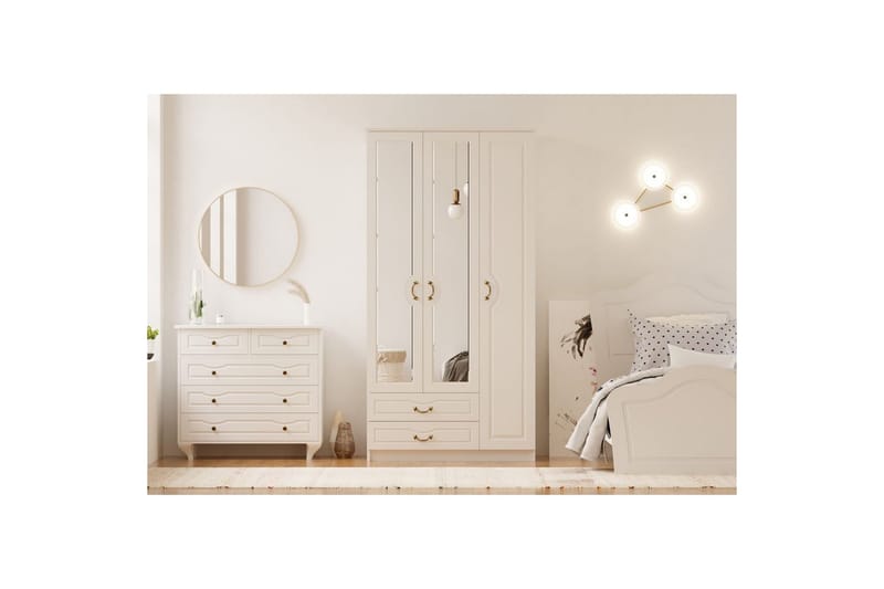 Beyric Garderobe 105x210 cm - Mat Hvid - Opbevaring - Tøjopbevaring - Garderobeskabe