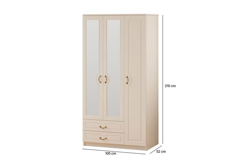 Beyric Garderobe 105x210 cm - Mat Hvid - Opbevaring - Tøjopbevaring - Garderobeskabe