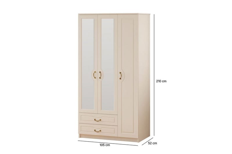 Beyric Garderobe 105x210 cm - Mat Hvid - Opbevaring - Tøjopbevaring - Garderobeskabe