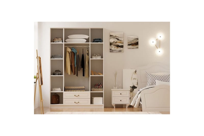 Beyric Garderobe 140x210 cm - Mat Hvid - Opbevaring - Tøjopbevaring - Garderobeskabe