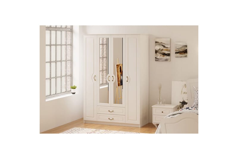 Beyric Garderobe 140x210 cm - Mat Hvid - Opbevaring - Tøjopbevaring - Garderobeskabe