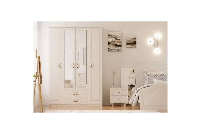 Beyric Garderobe 140x210 cm - Mat Hvid - Opbevaring - Tøjopbevaring - Garderobeskabe