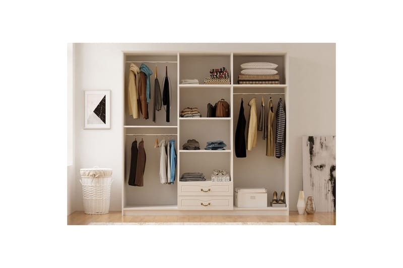 Beyric Garderobe 210x210 cm - Mat Hvid - Opbevaring - Tøjopbevaring - Garderobeskabe