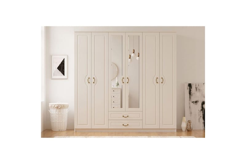 Beyric Garderobe 210x210 cm - Mat Hvid - Opbevaring - Tøjopbevaring - Garderobeskabe