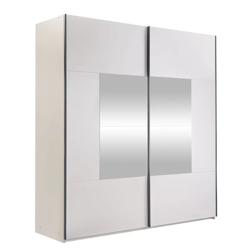 Binche Garderobeskabeskab med spejl 200x215 cm - Beige - Opbevaring - Tøjopbevaring - Garderobeskabe