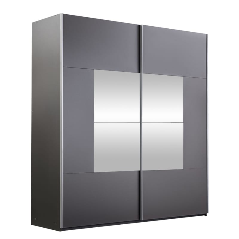 Binche Garderobeskabeskab med spejl 200x215 cm - Grå - Opbevaring - Tøjopbevaring - Garderobeskabe
