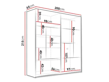 Binche Garderobeskabeskab med spejl 200x215 cm - Grå - Opbevaring - Tøjopbevaring - Garderobeskabe
