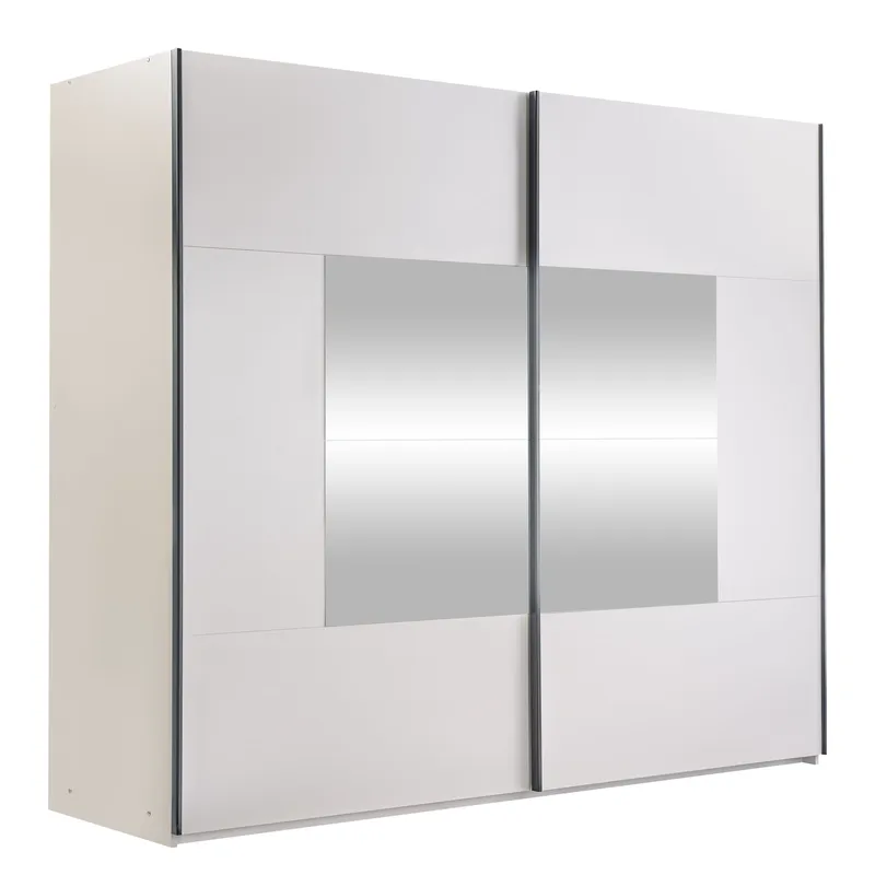 Binche Garderobeskabeskab med spejl 250x215 cm - Beige - Opbevaring - Tøjopbevaring - Garderobeskabe