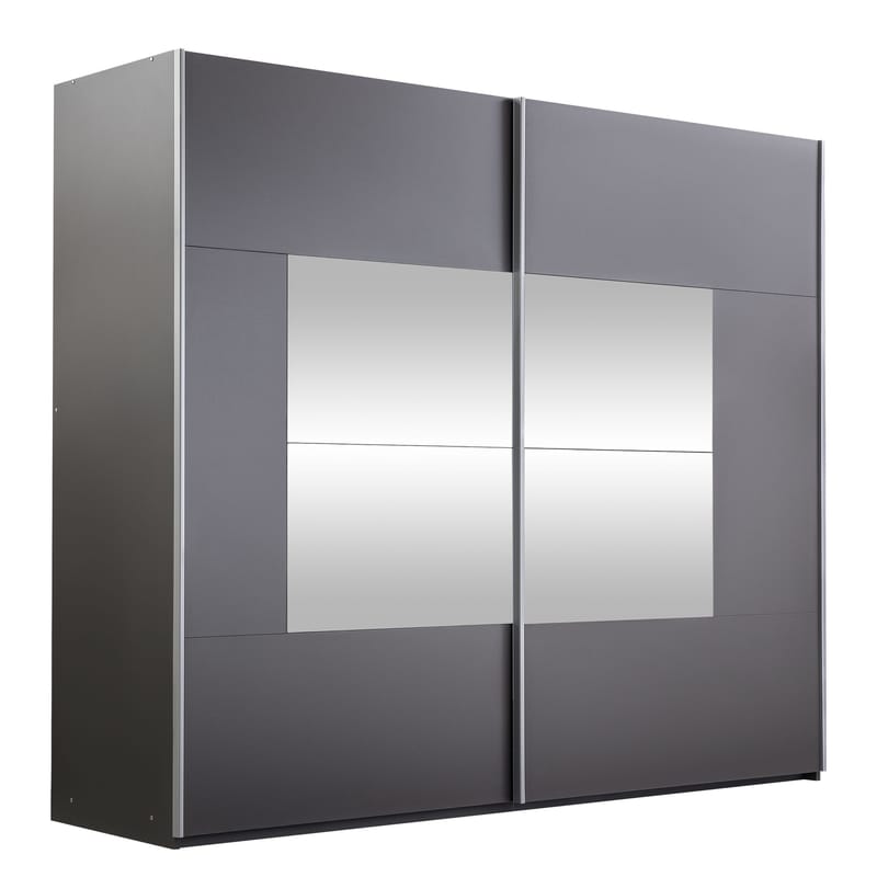 Binche Garderobeskabeskab med spejl 250x215 cm, Grå