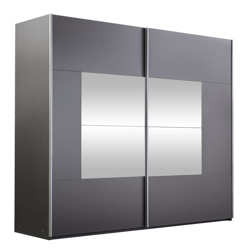 Binche Garderobeskabeskab med spejl 250x215 cm, Grå