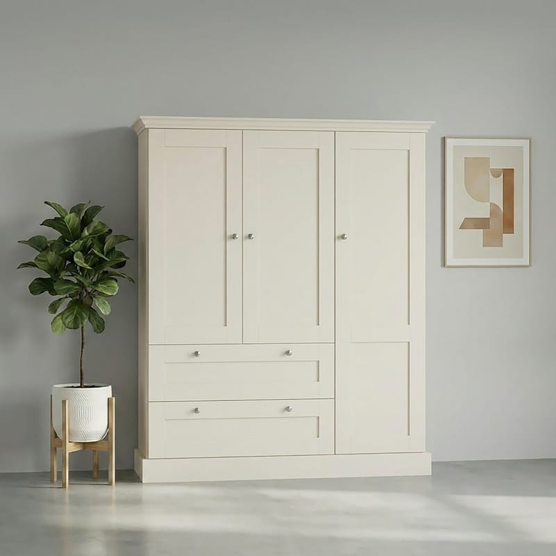 Binz garderob 122x130 cm - Kashmircreme - Opbevaring - Tøjopbevaring - Garderobeskabe