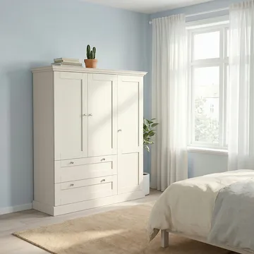 Binz garderob 122x130 cm - Kashmircreme - Opbevaring - Tøjopbevaring - Garderobeskabe