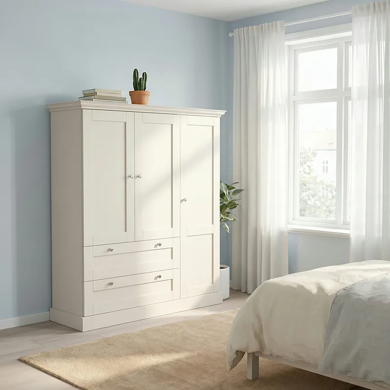 Binz garderob 122x130 cm - Kashmircreme - Opbevaring - Tøjopbevaring - Garderobeskabe