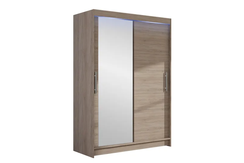 Biscayne Garderob med Spejl 120 cm i Lyst Træ, Beige