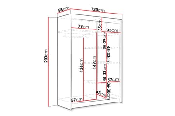 Biscayne Garderob med Spejl 120 cm i Lyst Træ - Beige - Opbevaring - Tøjopbevaring - Garderobeskabe