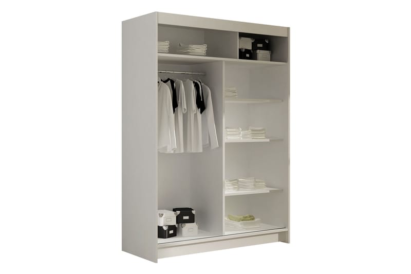 Biscayne Garderob med Spejl 120 cm i Lyst Træ - Beige - Opbevaring - Tøjopbevaring - Garderobeskabe