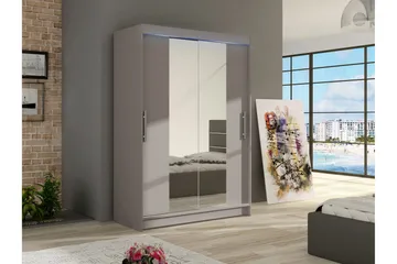 Biscayne Garderobe Med Spejl 120x200 cm - Beige - Opbevaring - Tøjopbevaring - Garderobeskabe