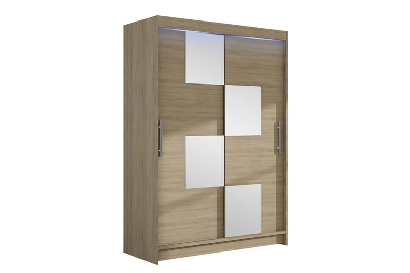 Biscayne Garderobe Med Spejl 120x200 cm - Brun - Opbevaring - Tøjopbevaring - Garderobeskabe