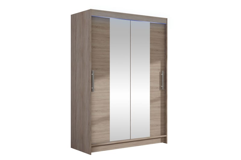 Biscayne Garderobe Med Spejl 120x200 cm - Brun - Opbevaring - Tøjopbevaring - Garderobeskabe