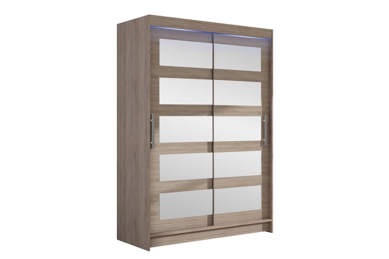 Biscayne Garderobe Med Spejl 120x200 cm - Brun - Opbevaring - Tøjopbevaring - Garderobeskabe