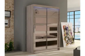 Biscayne Garderobe Med Spejl 120x200 cm - Brun - Opbevaring - Tøjopbevaring - Garderobeskabe