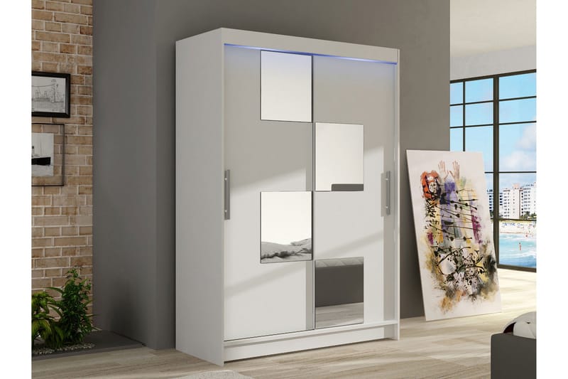 Biscayne Garderobe Med Spejl 120x200 cm - Grå - Opbevaring - Tøjopbevaring - Garderobeskabe