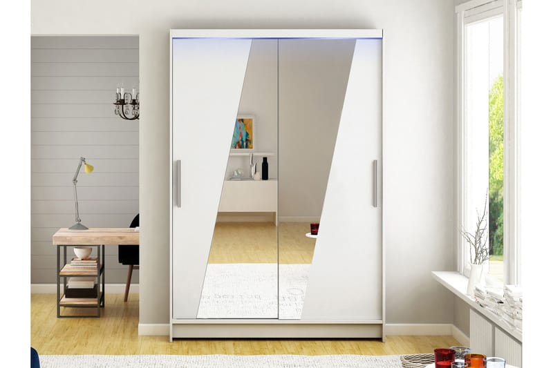 Biscayne Garderobe Med Spejl 120x200 cm - Grå/Beige - Opbevaring - Tøjopbevaring - Garderobeskabe