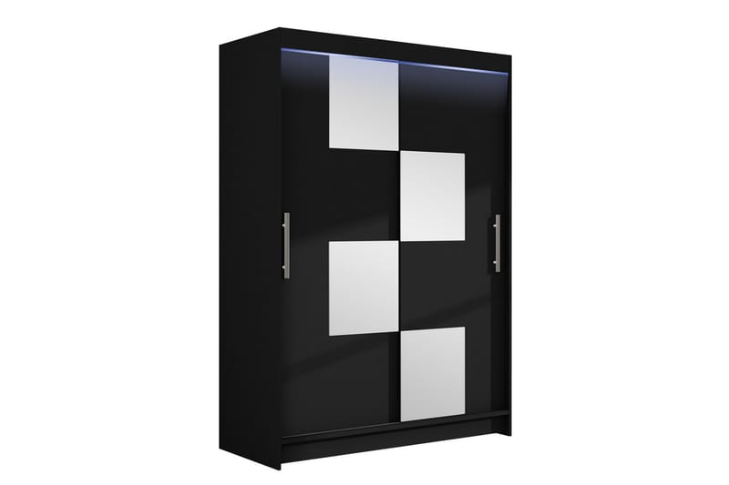 Biscayne Garderobe Med Spejl 120x200 cm - Sort - Opbevaring - Tøjopbevaring - Garderobeskabe