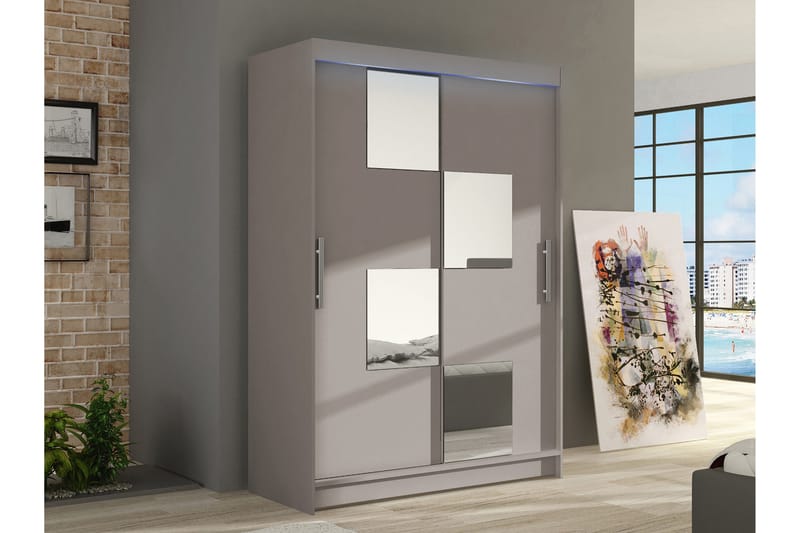 Biscayne Garderobe Med Spejl 120x200 cm - Opbevaring - Tøjopbevaring - Garderobeskabe