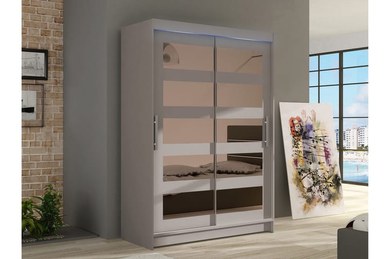 Biscayne Garderobe Med Spejl 120x200 cm - Opbevaring - Tøjopbevaring - Garderobeskabe