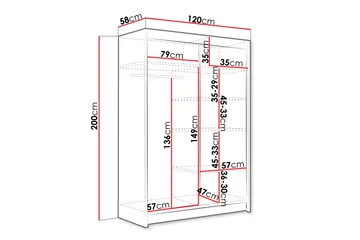 Biscayne Garderobeskab 120x200 cm - Hvid - Opbevaring - Tøjopbevaring - Garderobeskabe