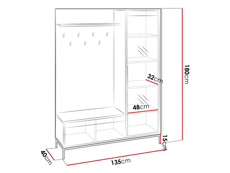 Bjurholm Entrémøbelsæt 180 cm - Opbevaring - Tøjopbevaring - Garderobeskabe