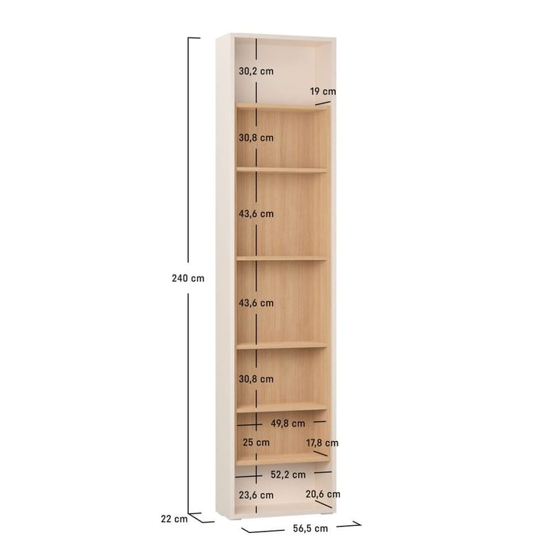 Bogreol 4 You Fresh 4 døre side af garderobe - 240,6 cm - Opbevaring - Hylder & Reoler - Bogreol