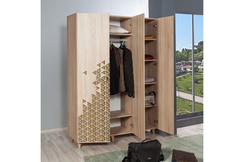 Brokind garderobe 135 cm - Brun - Opbevaring - Tøjopbevaring - Garderobeskabe